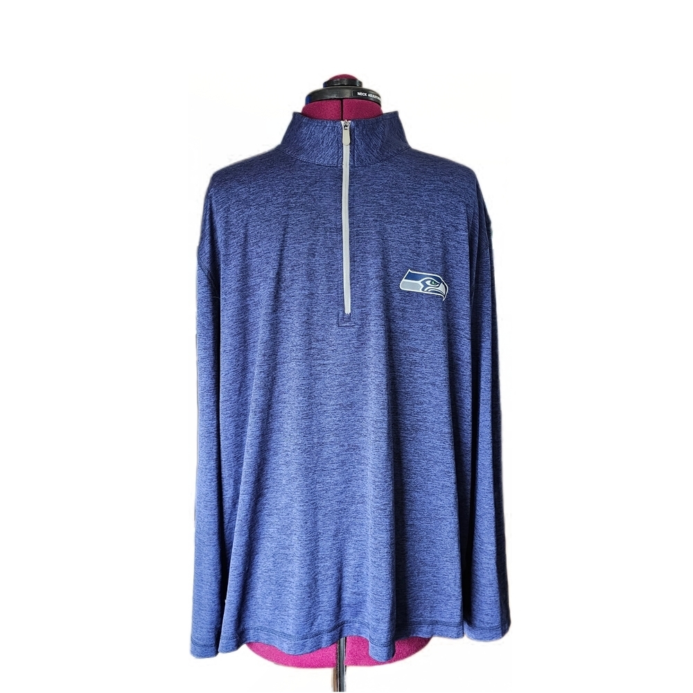 Seattle Seahawks NFL Team Apparel Heather Blue 1/4 Zip Pullover Shirt Men's XL